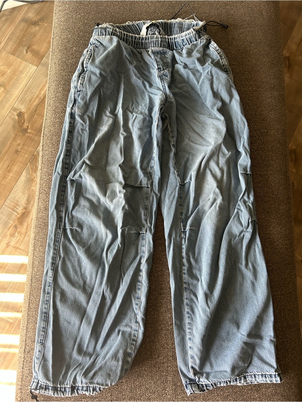 refuge Light Blue Distressed Denim Joggers